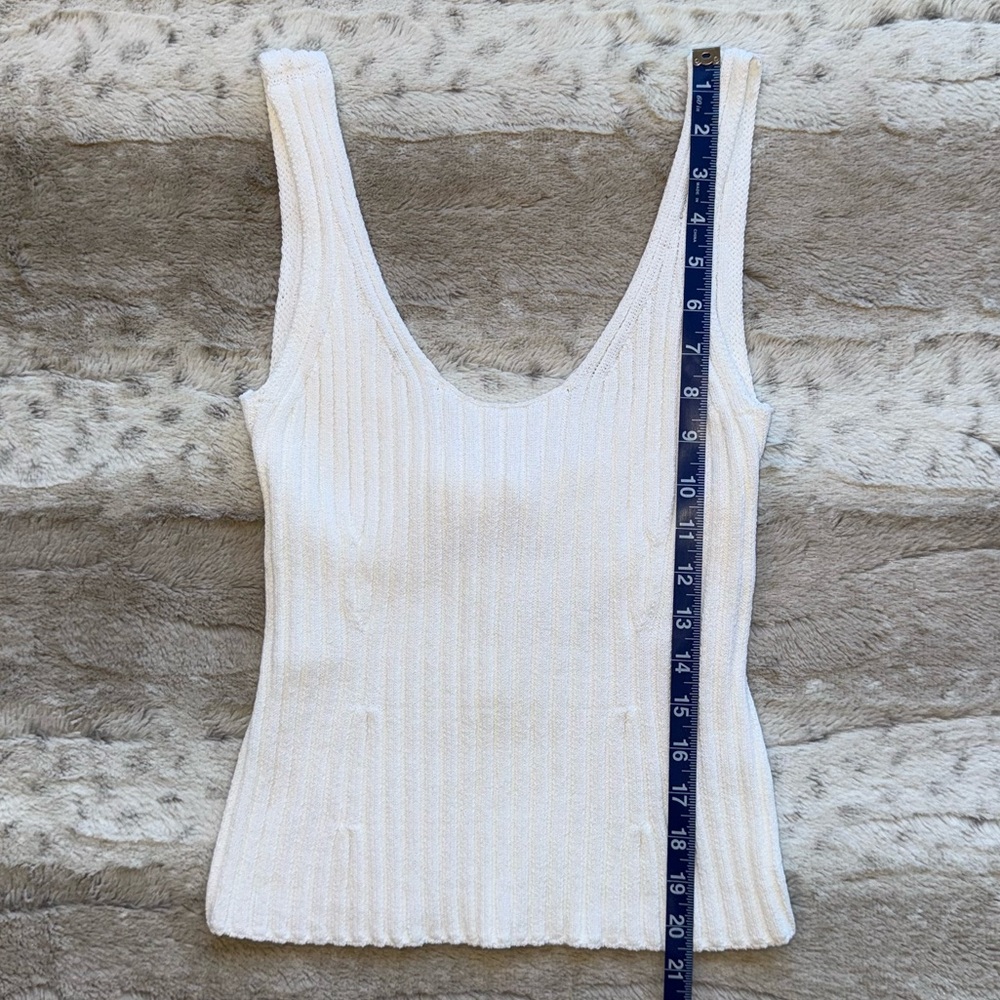 VINCE Rib Tie Back Cotton Blend Tank Top in Optic White Size XS - Picture 8 of 14